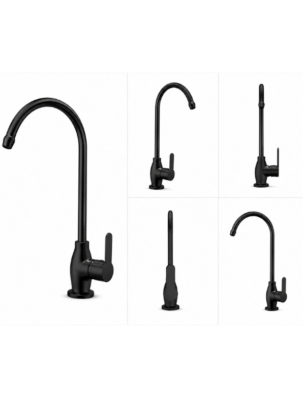 Kuğu Boyunlu Mini Arıtma Musluğu – Pirinç Gövde Siyah 3
